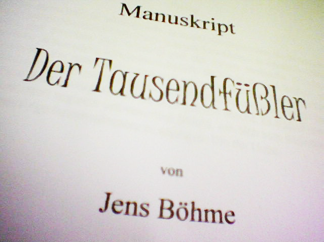 Manuskript Coverseite Der Tausendfüßler