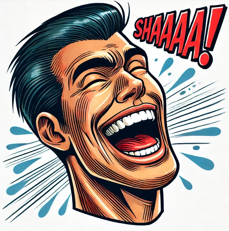 Comic-Person - herzhaftes Lachen