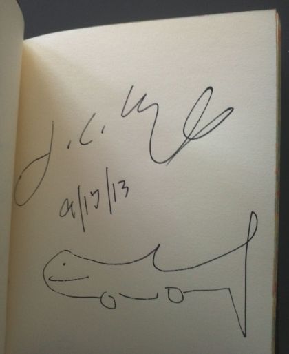 T.C.Boyle Signatur und Bild zum Thema Reisen