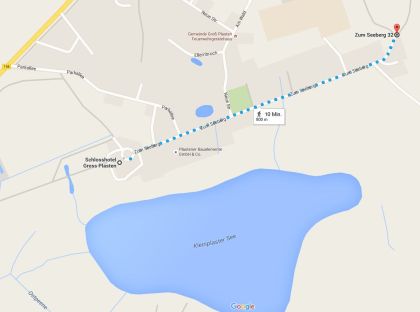 Google Wegbeschreibung zur Infotafel Tinko-Eiche Groß Plasten