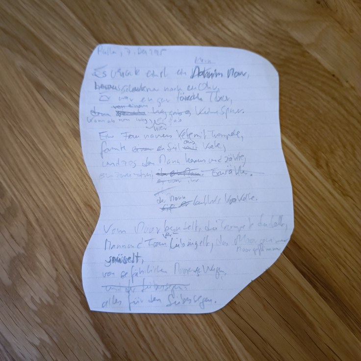 1. Fassung handschriftliches Manuskript Moorgedicht Jens Böhme